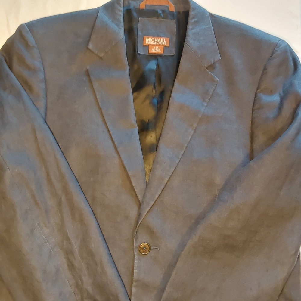 Michael Kors Men's Navy Blue Linen 40R Blazer Jacket - Picture 10 of 10